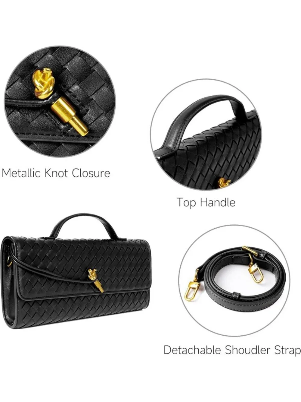 Stylish Woven Evening Clutch Purse | Vegan Leather Crossbody Handbag for Women